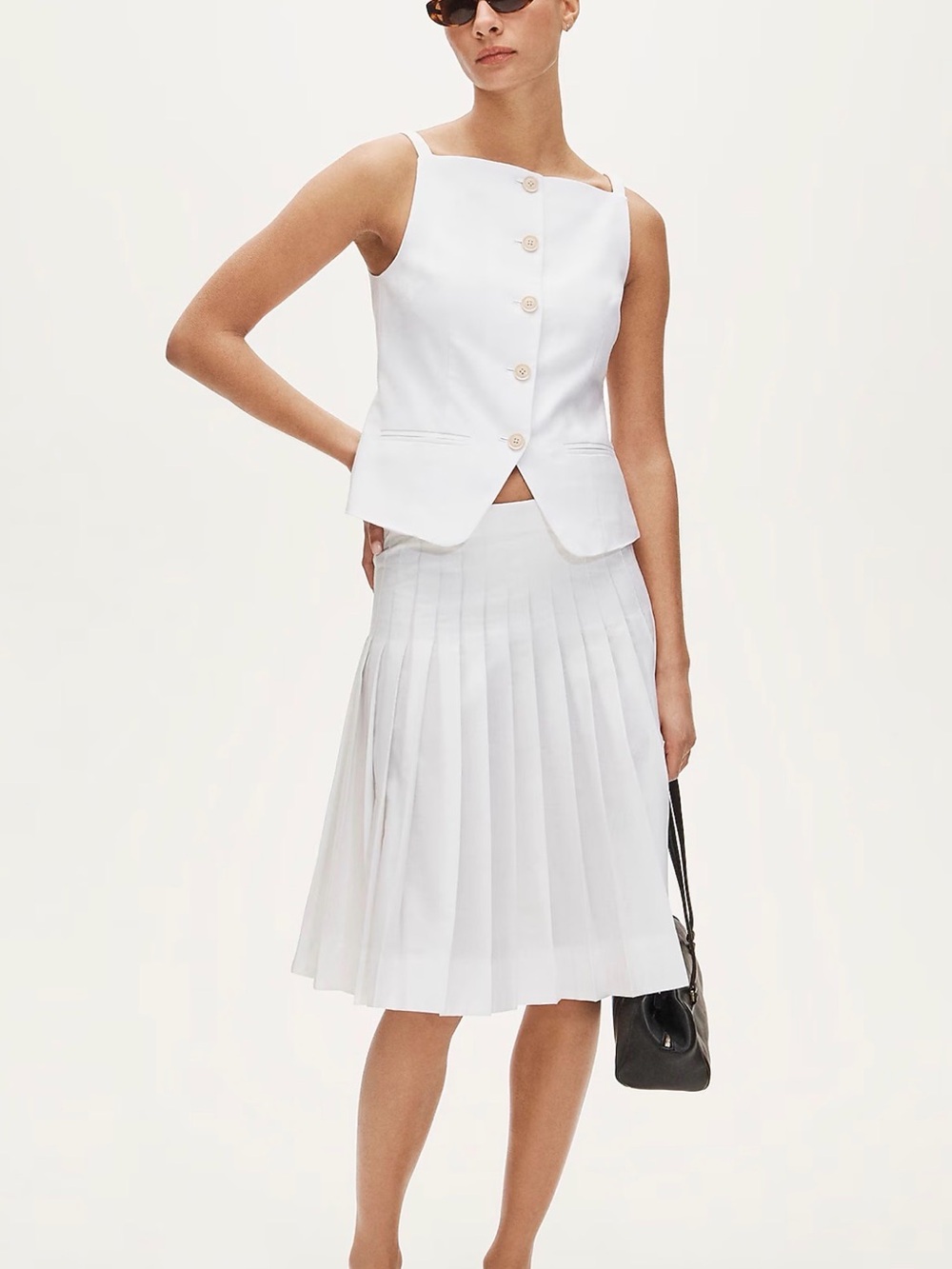 J. Crew Gramercy Linen Blend Button-Up Cutaway Tank Top in White Sz. 2 $128 NEW